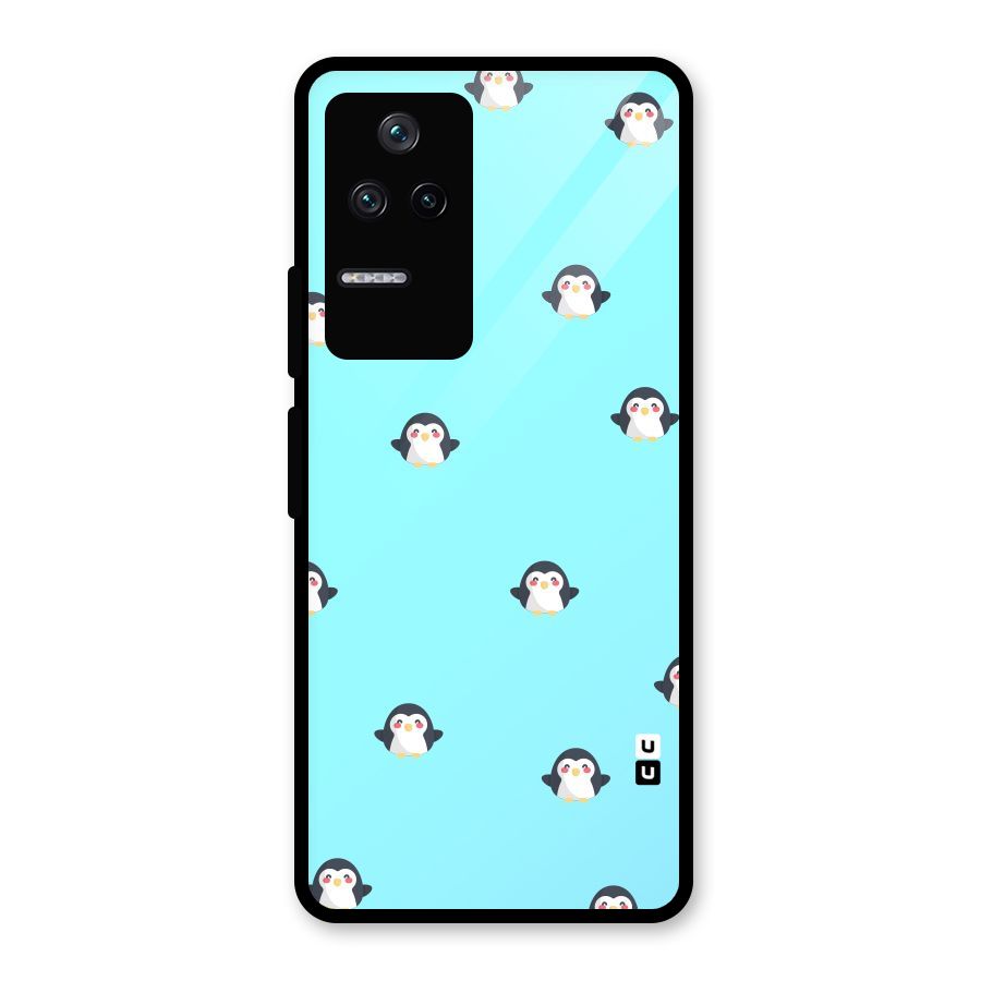Penguins Pattern Print Glass Back Case for Poco F4 5G