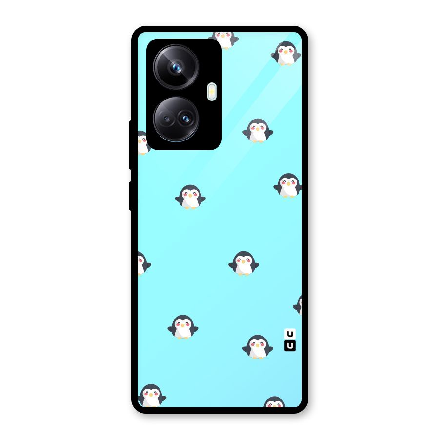 Penguins Pattern Print Glass Back Case for Realme 10 Pro Plus