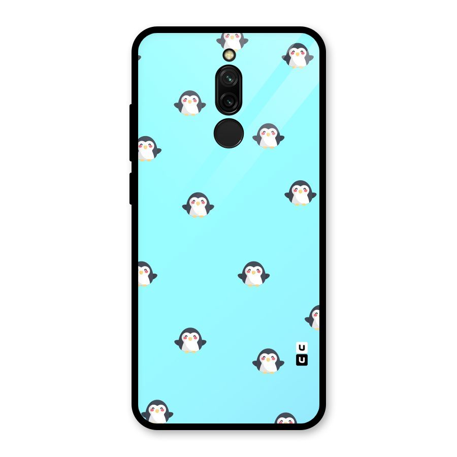 Penguins Pattern Print Glass Back Case for Redmi 8