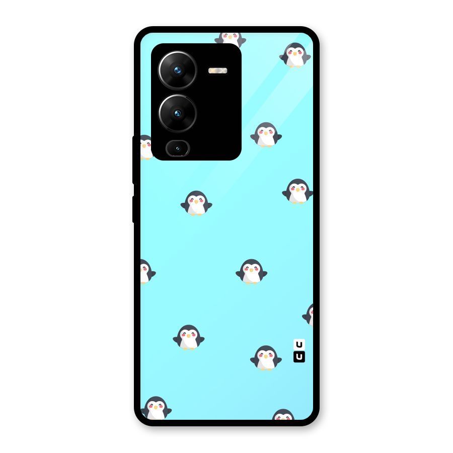 Penguins Pattern Print Glass Back Case for Vivo V25 Pro