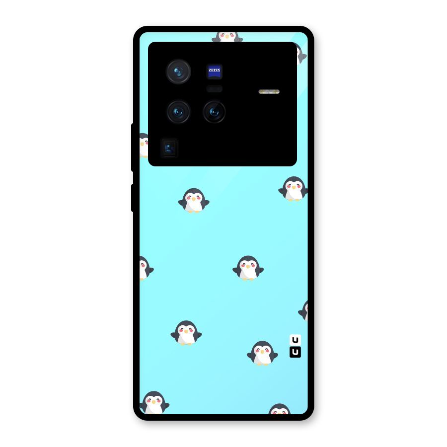Penguins Pattern Print Glass Back Case for Vivo X80 Pro