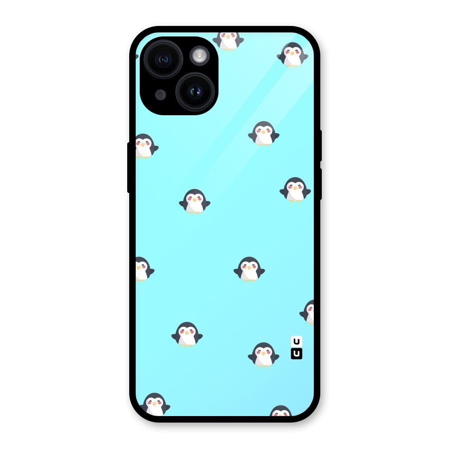 Penguins Pattern Print Glass Back Case for iPhone 14