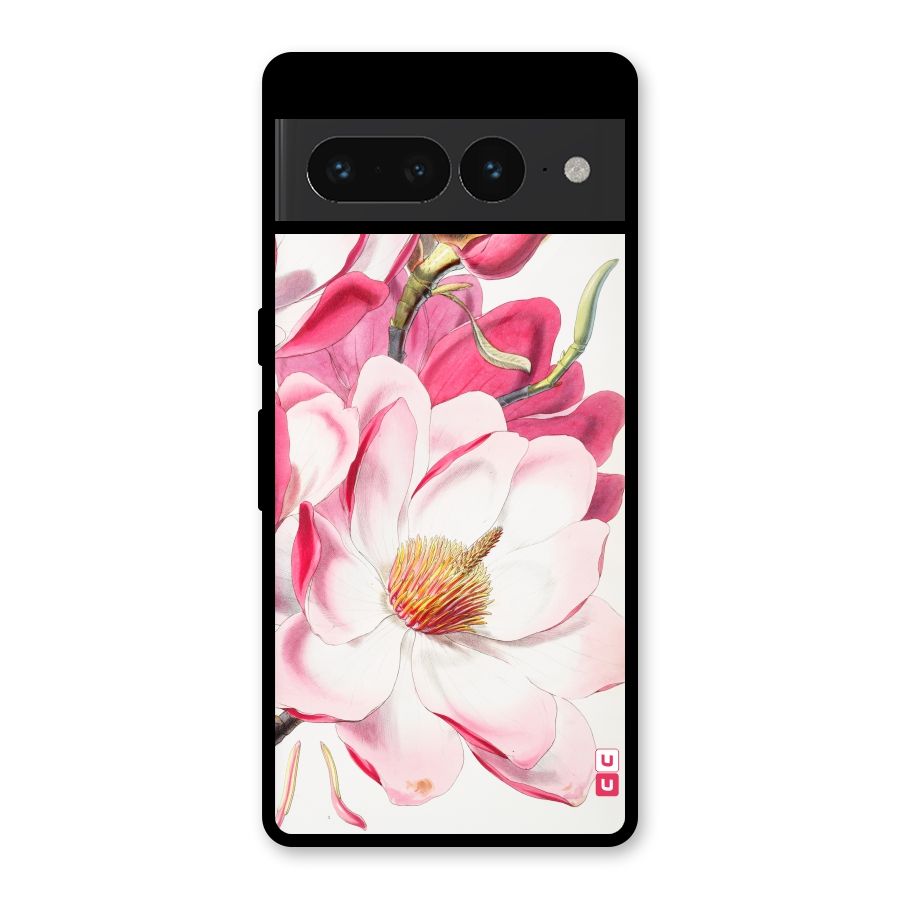 Pink Beautiful Flower Glass Back Case for Google Pixel 7 Pro