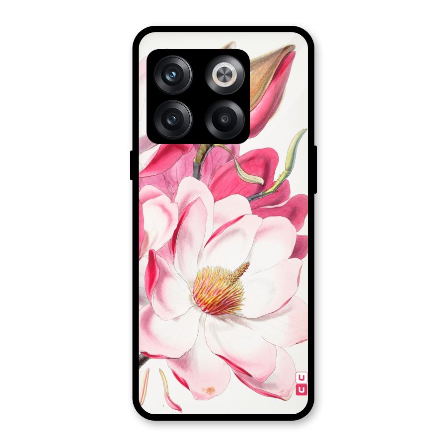 Pink Beautiful Flower Glass Back Case for OnePlus 10T