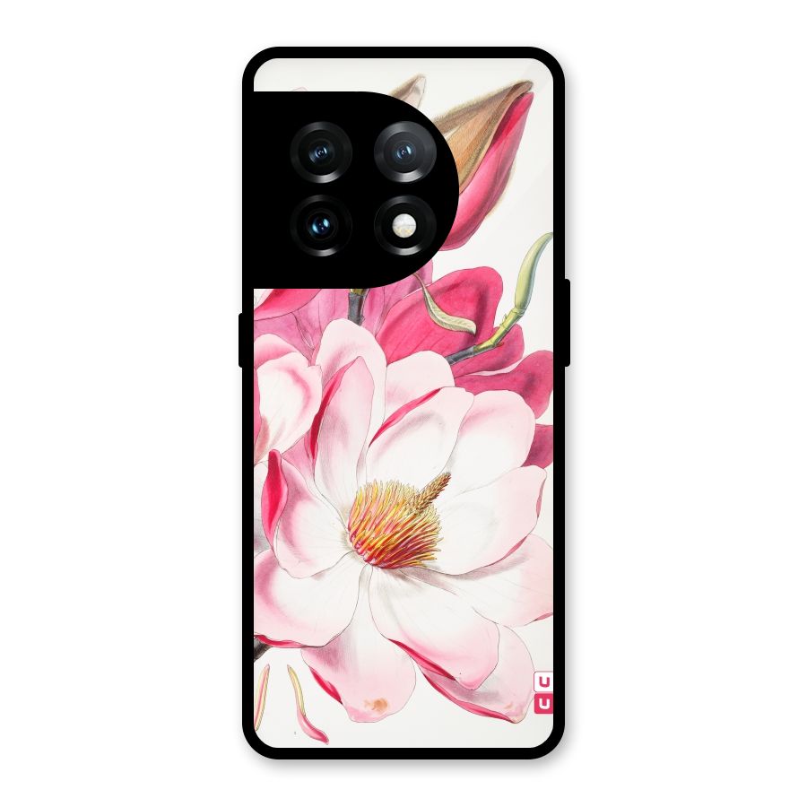 Pink Beautiful Flower Glass Back Case for OnePlus 11