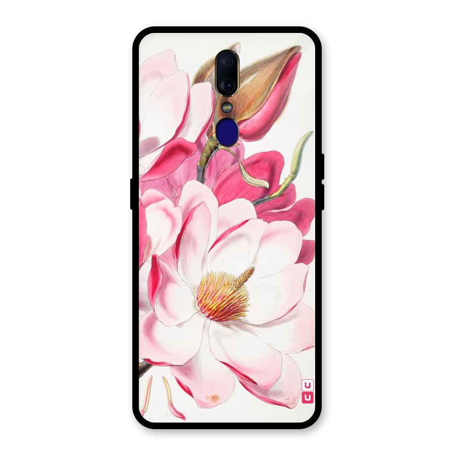 Pink Beautiful Flower Glass Back Case for Oppo F11