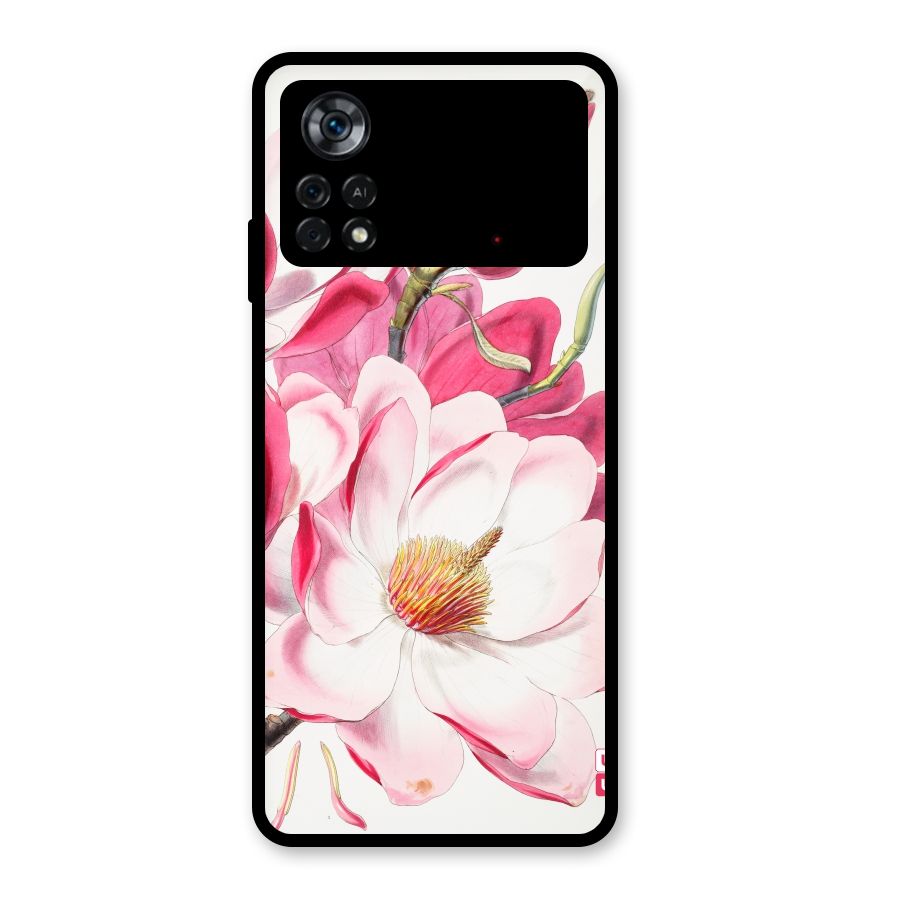 Pink Beautiful Flower Glass Back Case for Poco X4 Pro 5G