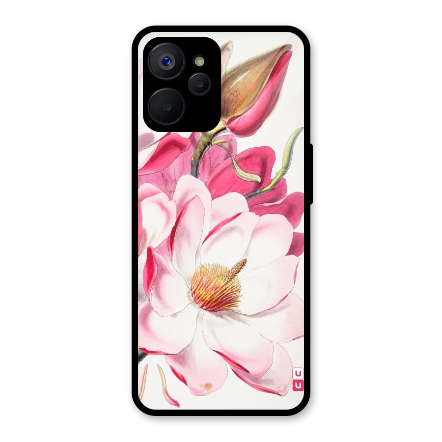 Pink Beautiful Flower Glass Back Case for Realme 9i 5G