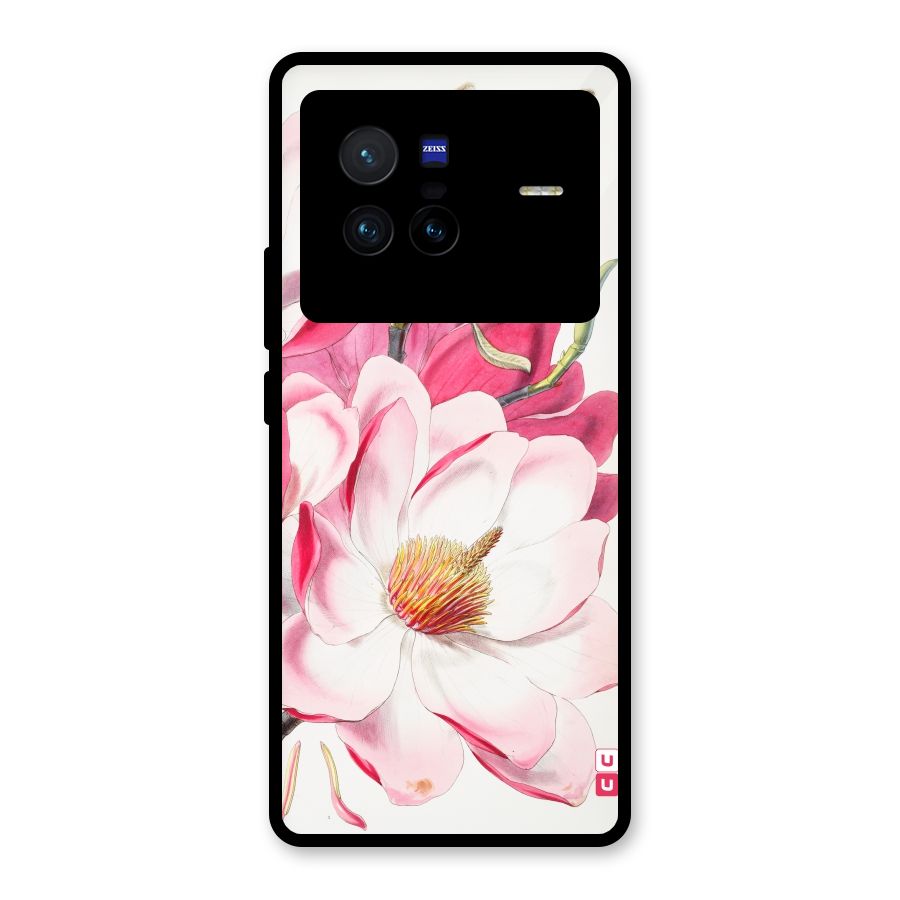 Pink Beautiful Flower Glass Back Case for Vivo X80