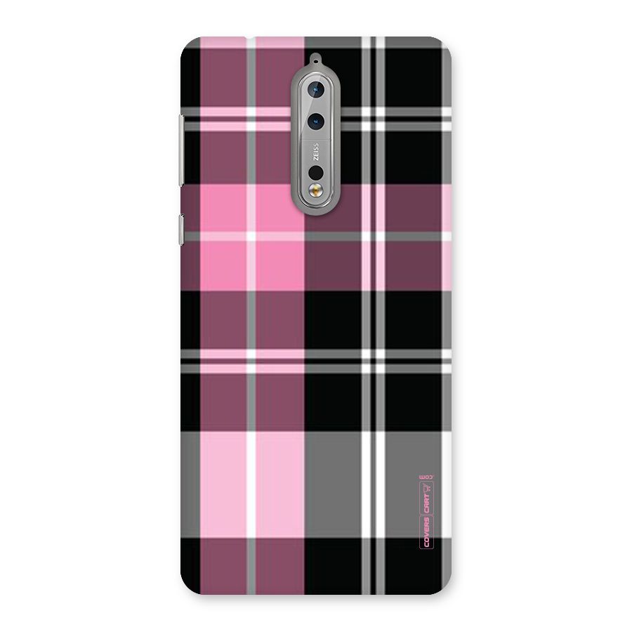 Pink Black Check Back Case for Nokia 8
