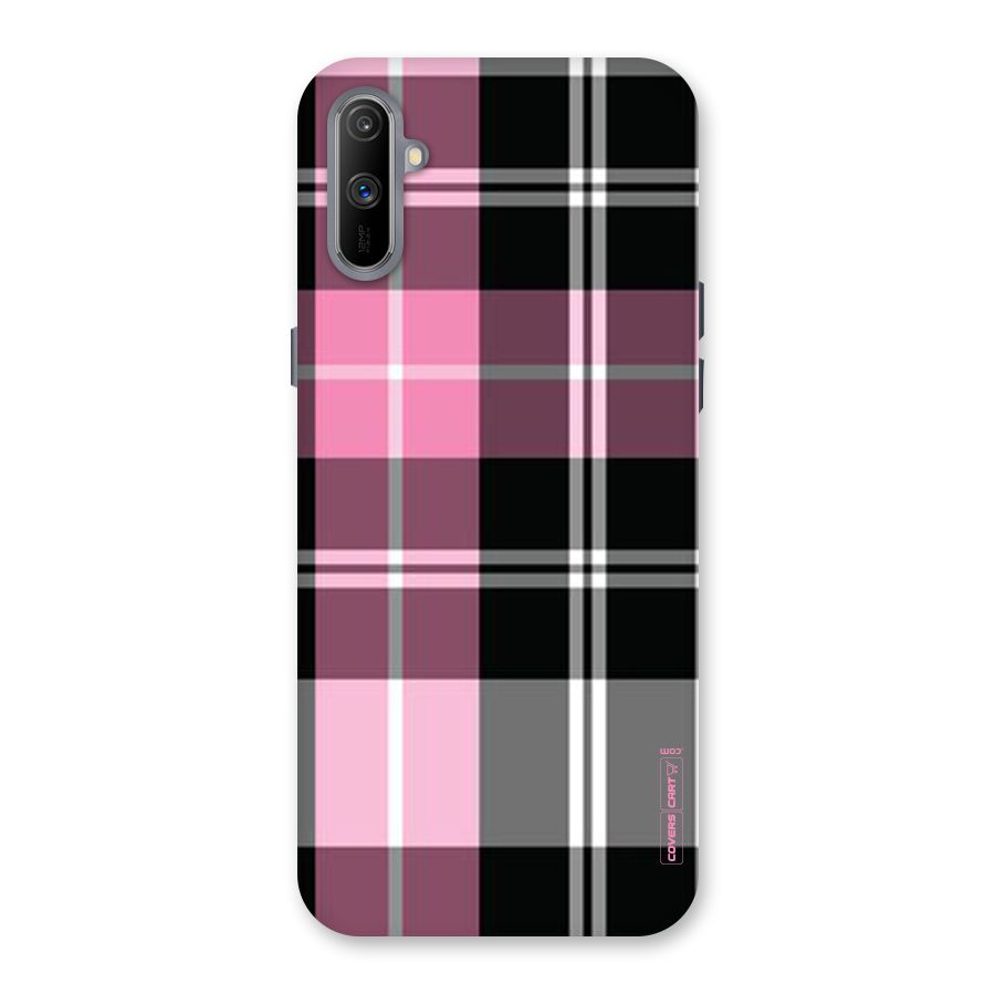 Pink Black Check Back Case for Realme C3