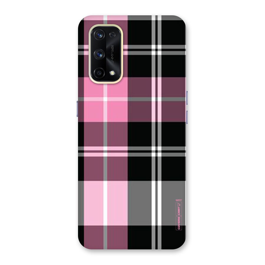 Pink Black Check Glass Back Case for Realme X7 Pro