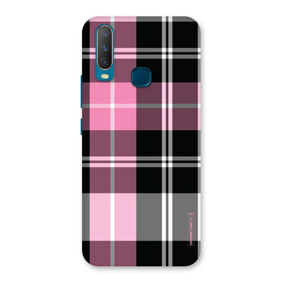 Pink Black Check Back Case for Vivo Y11