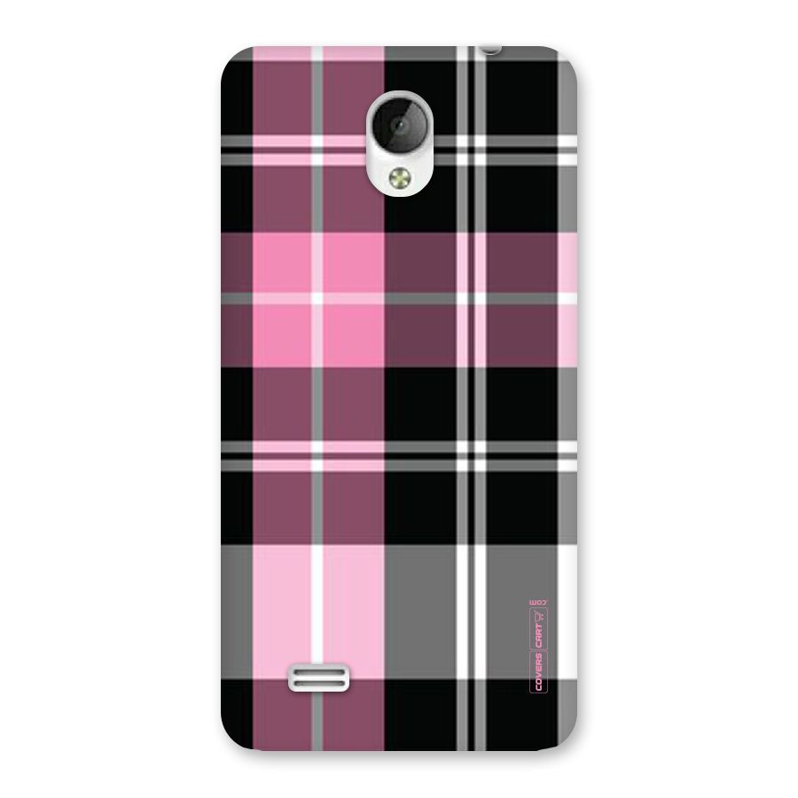 Pink Black Check Back Case for Vivo Y21