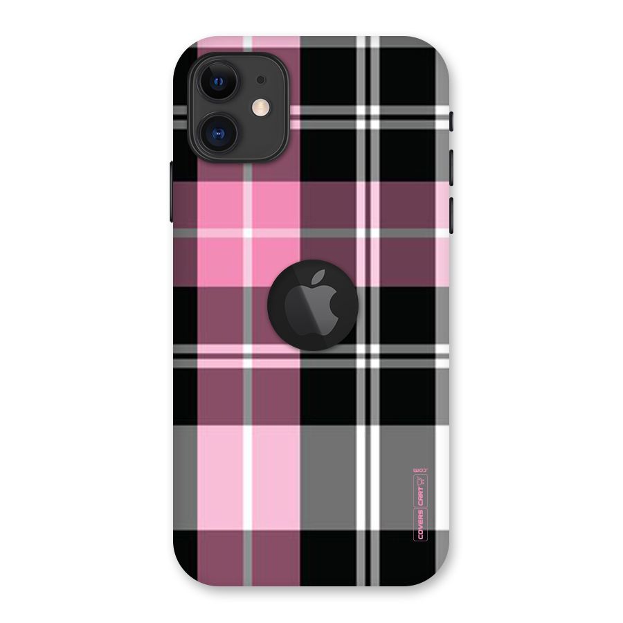 Pink Black Check Back Case for iPhone 11 Logo Cut