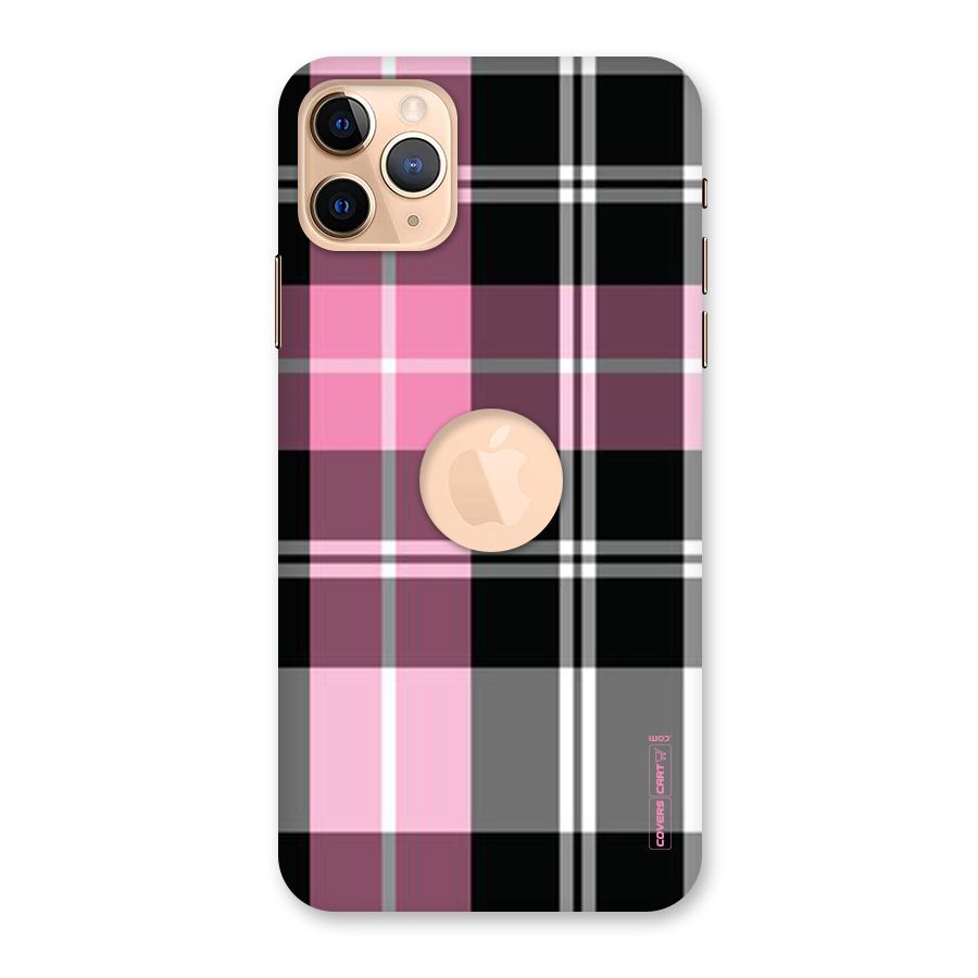 Pink Black Check Back Case for iPhone 11 Pro Max Logo Cut