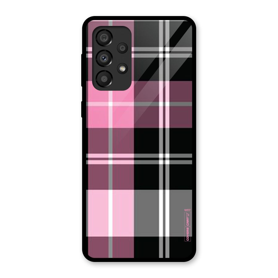 Pink Black Check Glass Back Case for Galaxy A33 5G