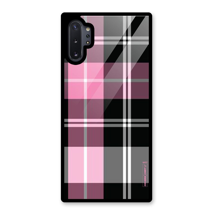 Pink Black Check Glass Back Case for Galaxy Note 10 Plus
