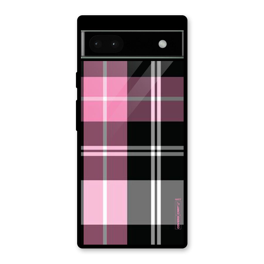 Pink Black Check Glass Back Case for Google Pixel 6a