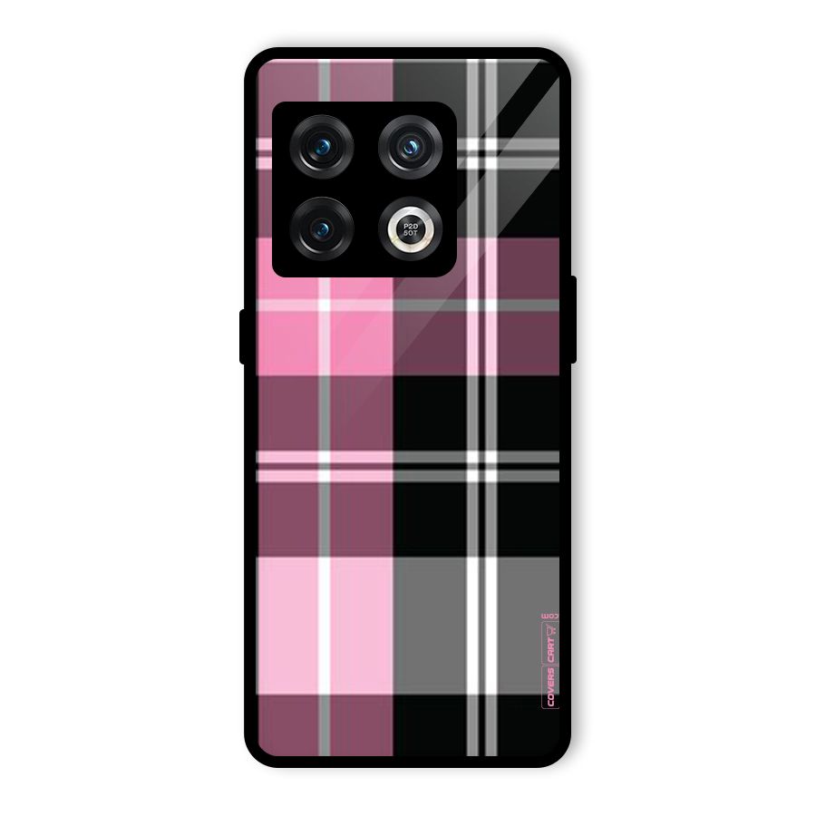 Pink Black Check Glass Back Case for OnePlus 10 Pro 5G