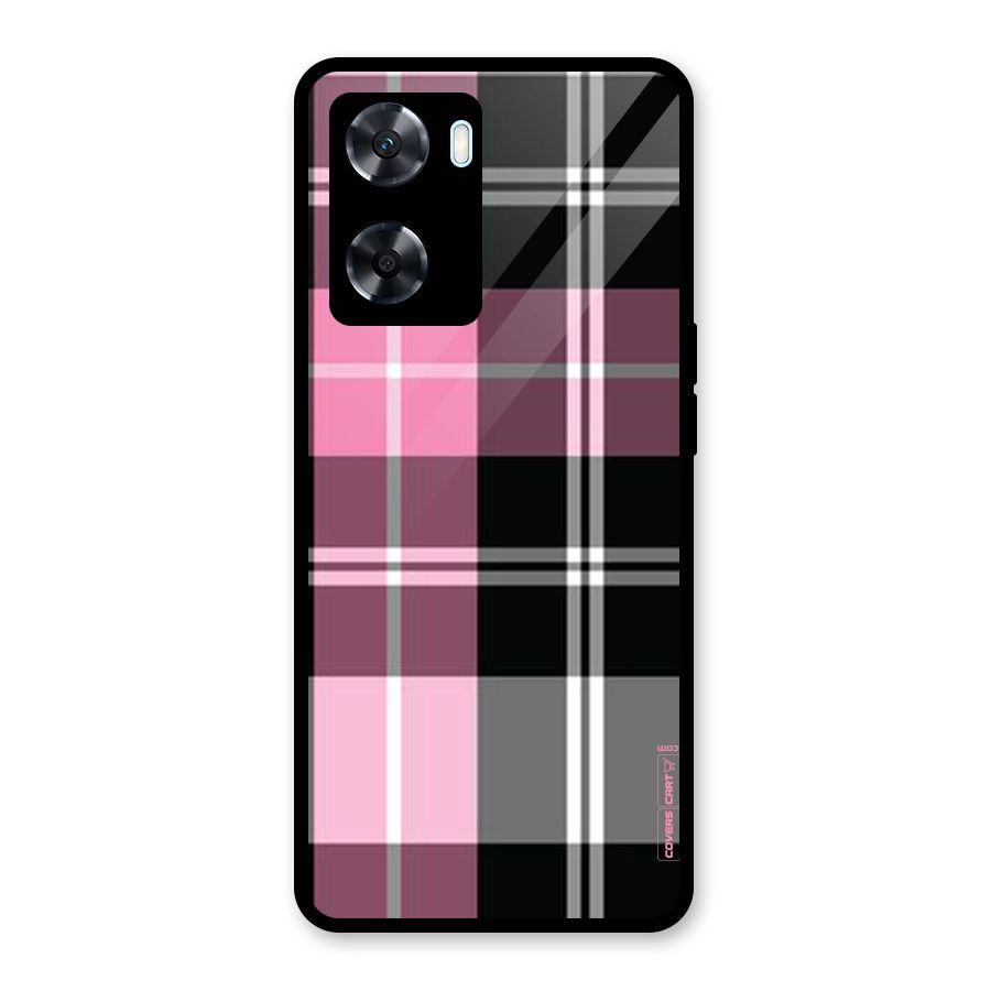 Pink Black Check Glass Back Case for Oppo A77