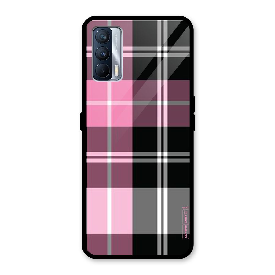 Pink Black Check Glass Back Case for Realme X7
