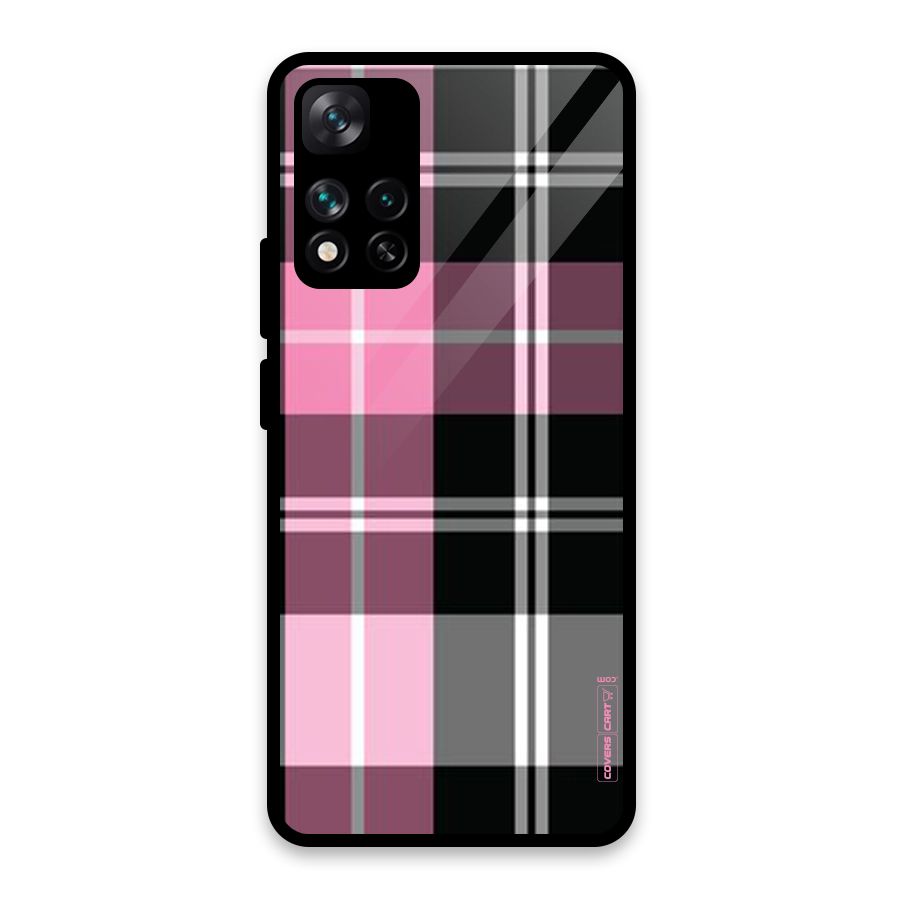 Pink Black Check Glass Back Case for Xiaomi 11i HyperCharge 5G