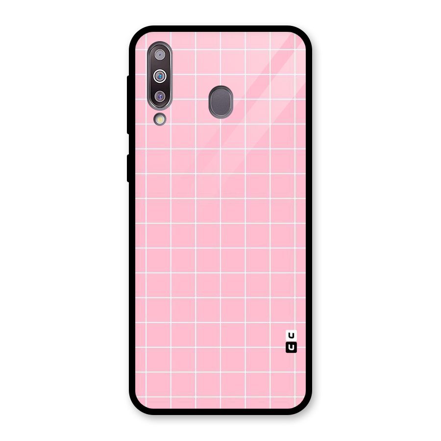 Pink Checks Glass Back Case for Galaxy M30