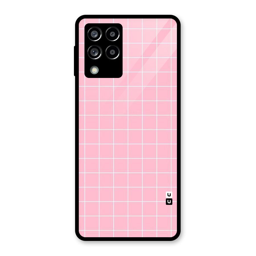 Pink Checks Glass Back Case for Galaxy M53 5G