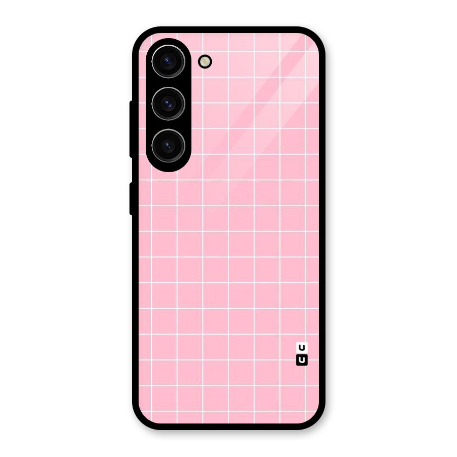 Pink Checks Glass Back Case for Galaxy S23