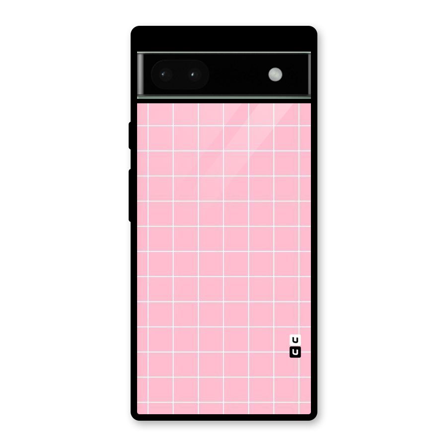 Pink Checks Glass Back Case for Google Pixel 6a