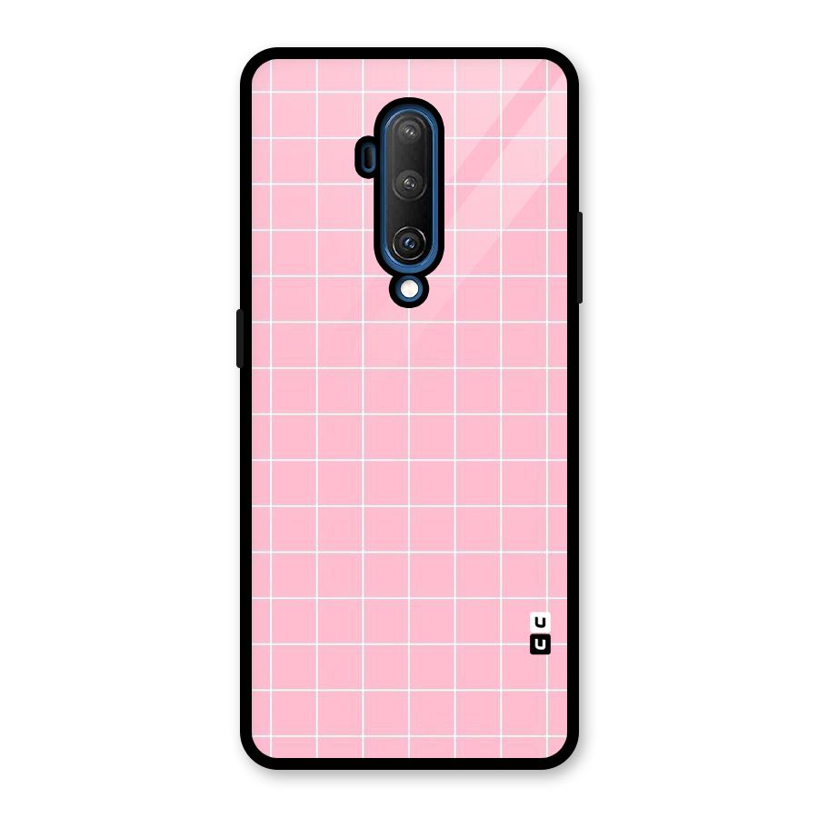 Pink Checks Glass Back Case for OnePlus 7T Pro