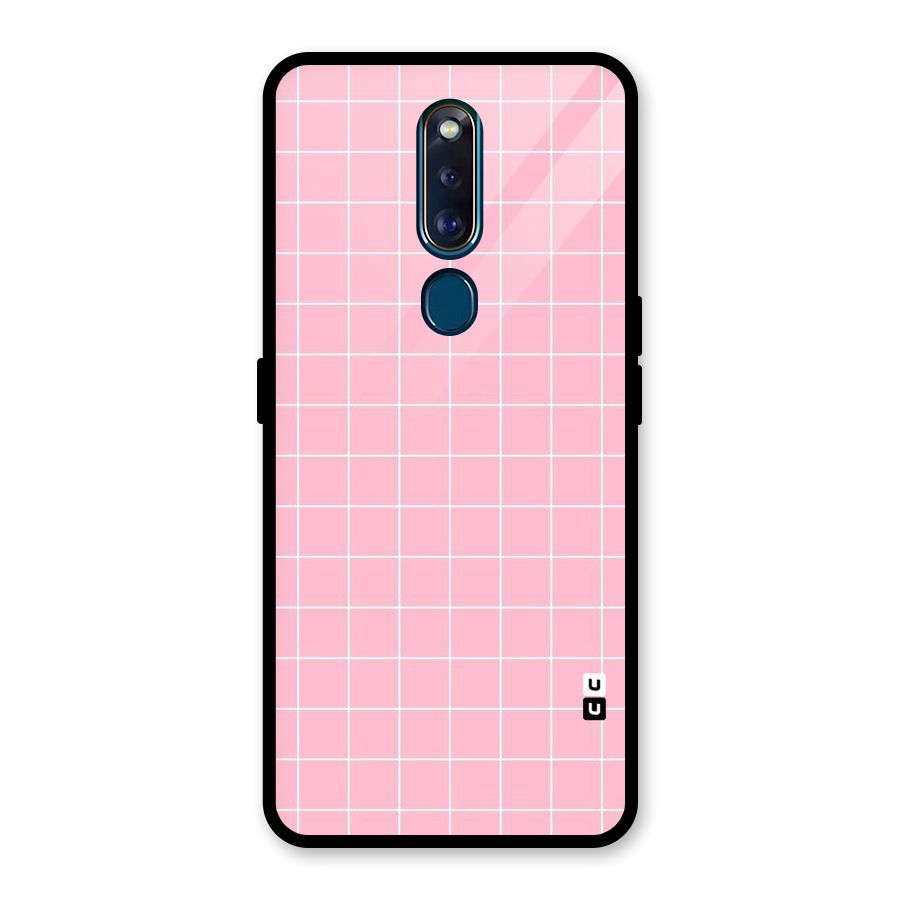 Pink Checks Glass Back Case for Oppo F11 Pro