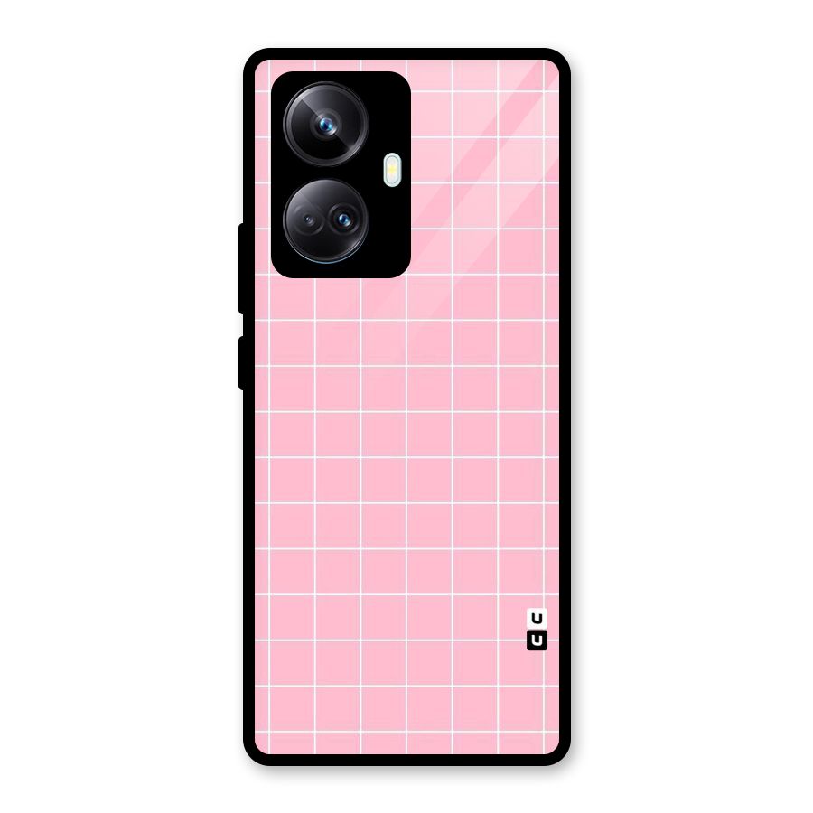 Pink Checks Glass Back Case for Realme 10 Pro Plus