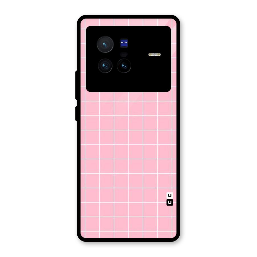 Pink Checks Glass Back Case for Vivo X80