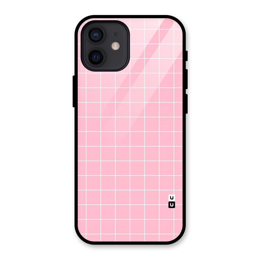 Pink Checks Glass Back Case for iPhone 12