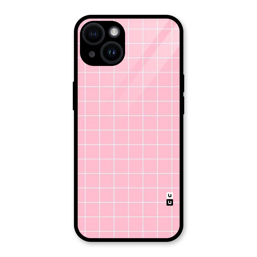 Pink Checks Glass Back Case for iPhone 14