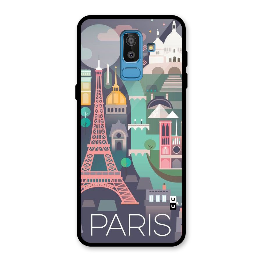 Pink Cute Tower Glass Back Case for Galaxy J8