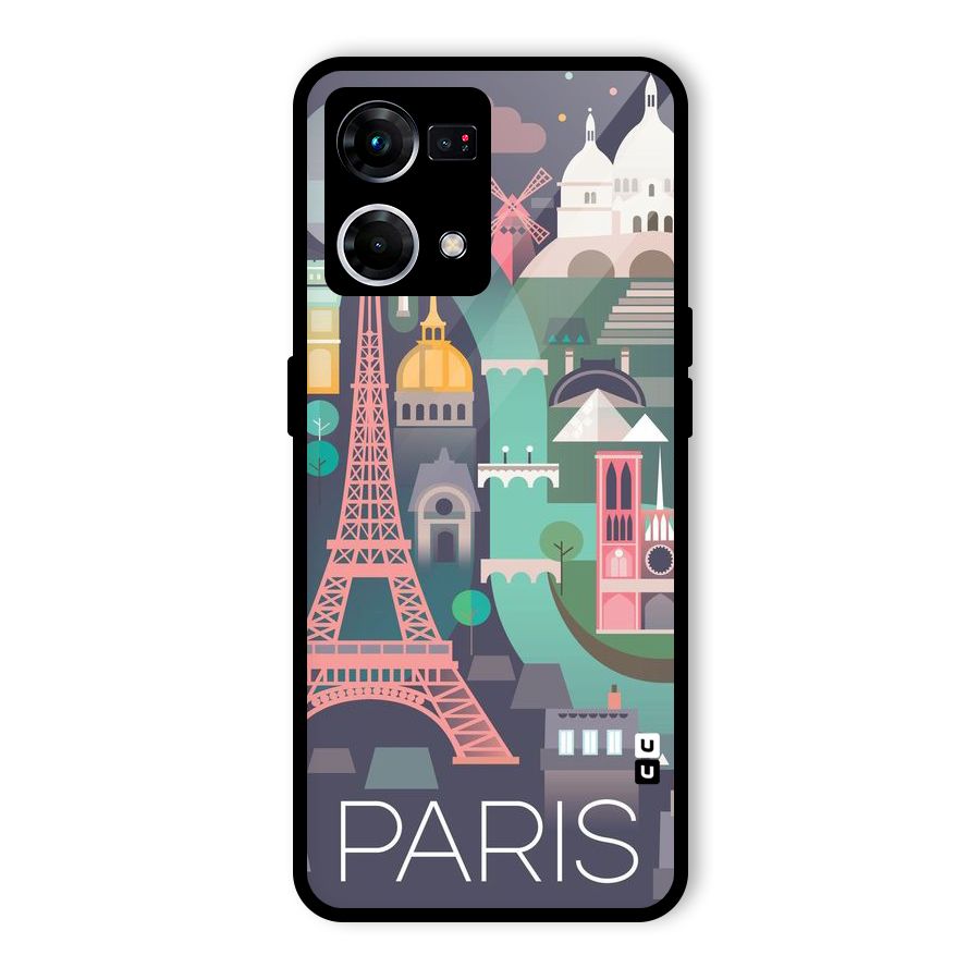 Pink Cute Tower Glass Back Case for Oppo F21s Pro 4G