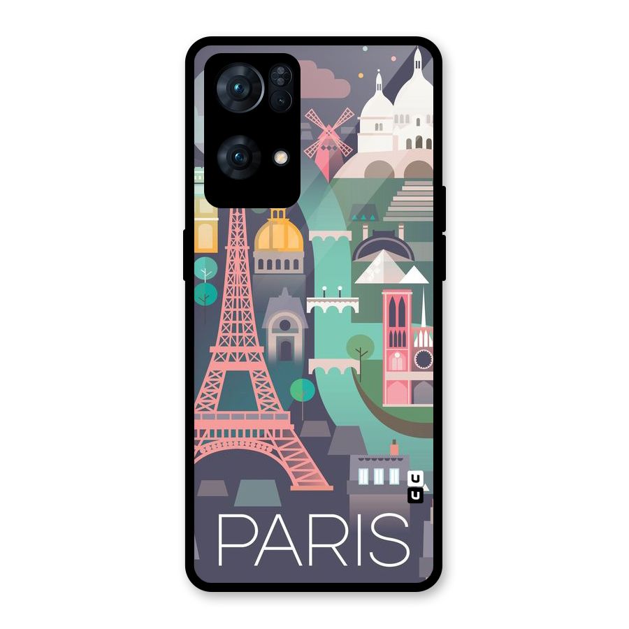 Pink Cute Tower Glass Back Case for Oppo Reno7 Pro 5G