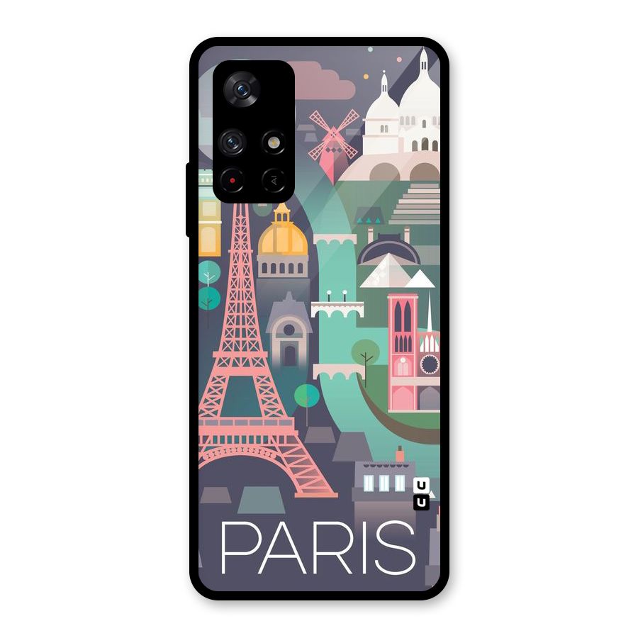 Pink Cute Tower Glass Back Case for Redmi Note 11T 5G