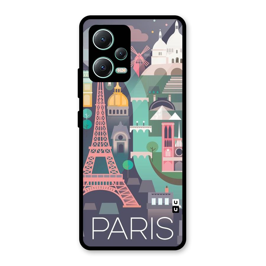 Pink Cute Tower Glass Back Case for Redmi Note 12 5G