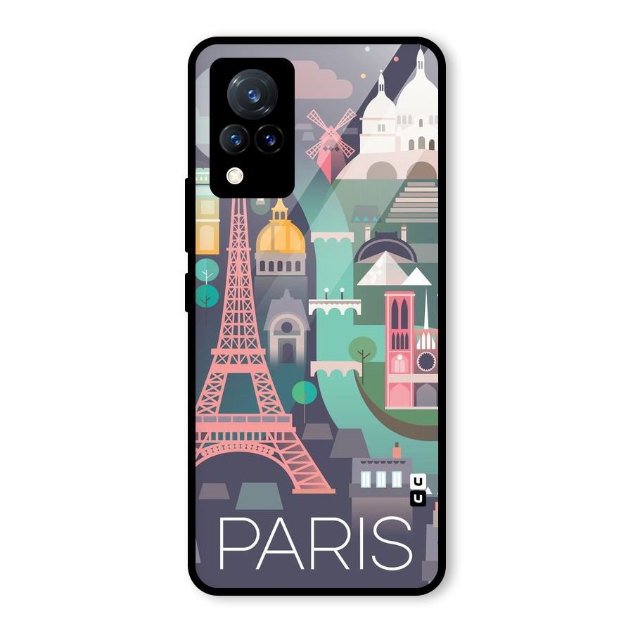 Pink Cute Tower Glass Back Case for Vivo V21 5G