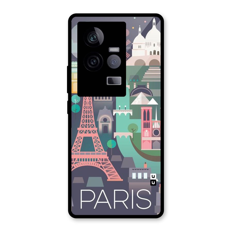 Pink Cute Tower Glass Back Case for Vivo iQOO 11 5G
