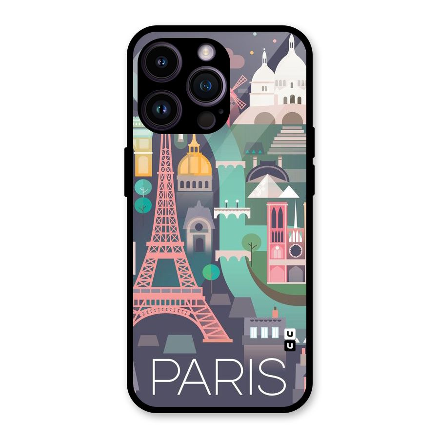 Pink Cute Tower Glass Back Case for iPhone 14 Pro Max