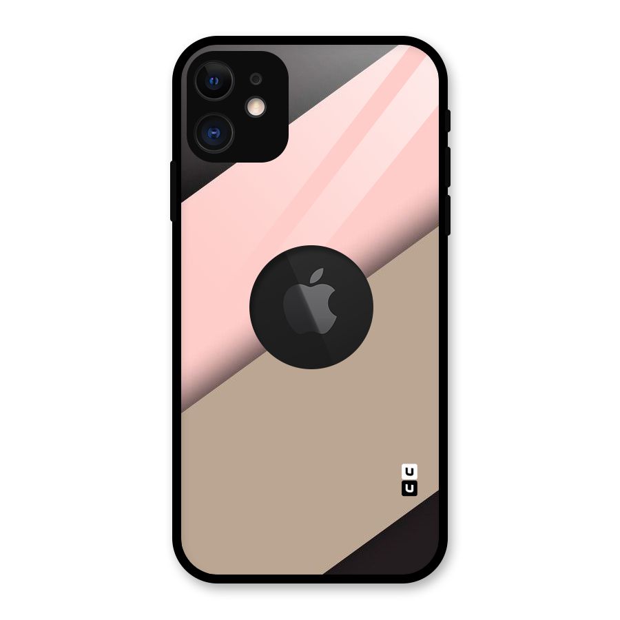 Pink Diagonal Glass Back Case for iPhone 11 Logo Cut