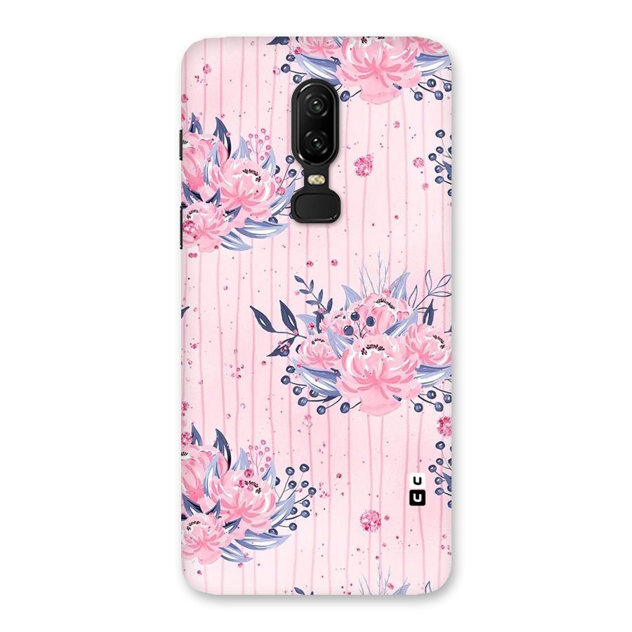 Pink Floral and Stripes Back Case for OnePlus 6
