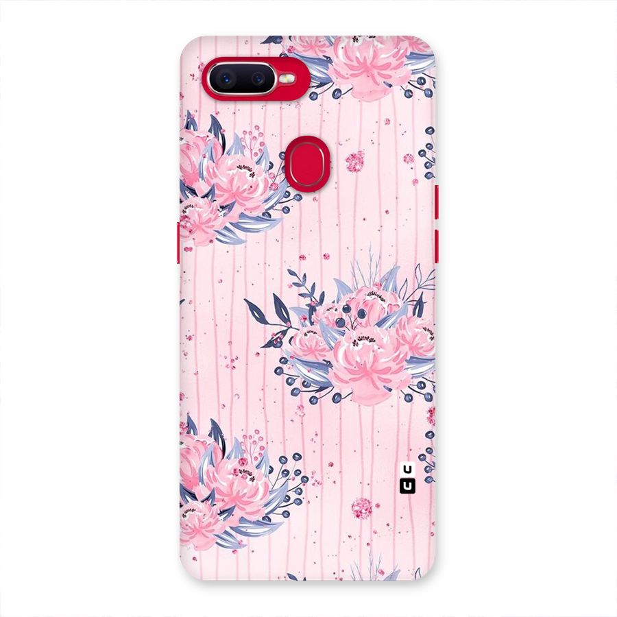 Pink Floral and Stripes Back Case for Oppo F9 Pro