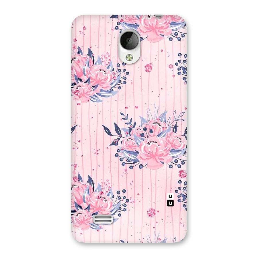 Pink Floral and Stripes Back Case for Vivo Y21