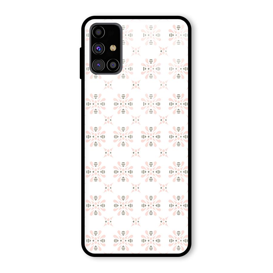 Pink Floral Pattern Glass Back Case for Galaxy M31s